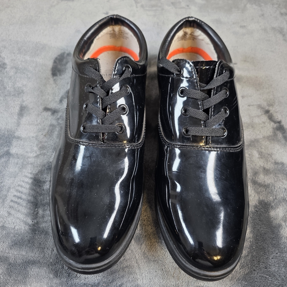 Dinkles Unisex Marching Band Shoes Black Faux Patent Leather Size M 10.5 W 12.5